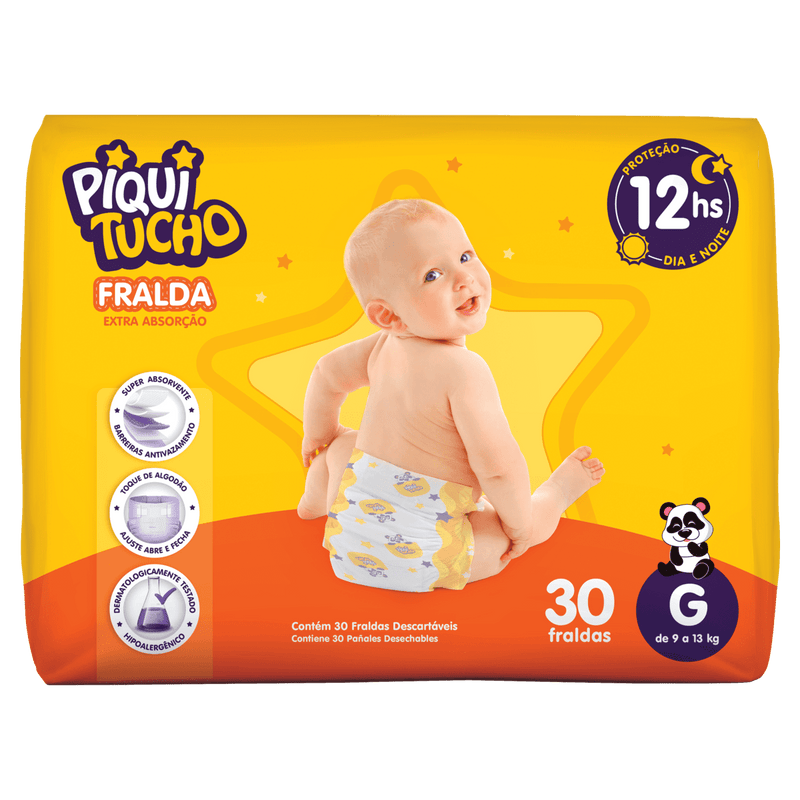 Fralda Piquitucho G Com 30 Unidades