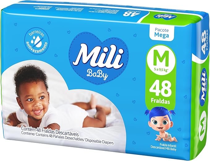 Fralda Mili Ultra Seca Mega M Com 48 Unidades