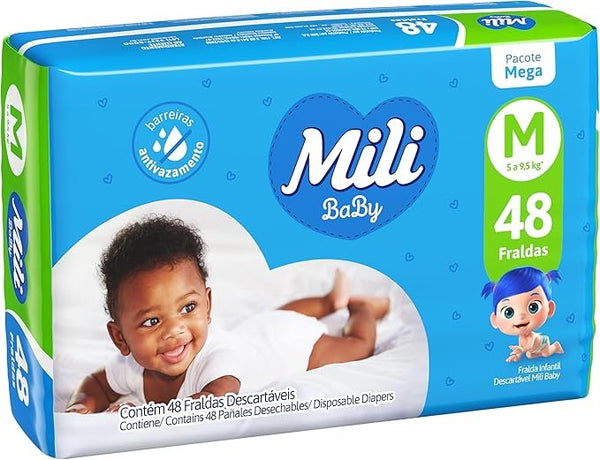 Fralda Mili Ultra Seca Mega M Com 48 Unidades
