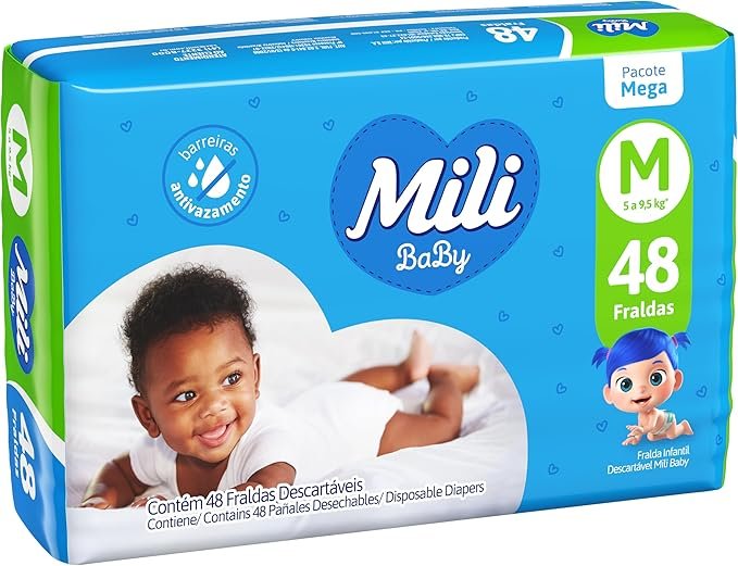 Fralda Mili Ultra Seca Mega M Com 48 Unidades