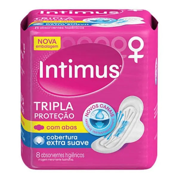 Absorvente Intimus Tripla Proteção Suave Com Abas 8 Unidades