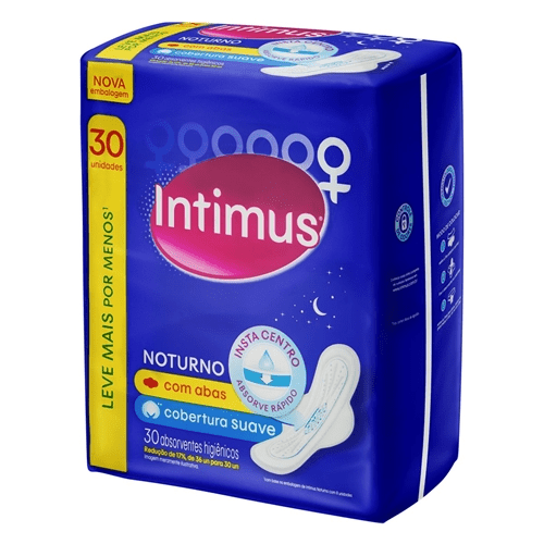 Absorvente Intimus Noturno Suave Com Abas 30 Unidades