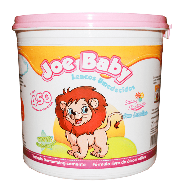 Lenço Umedecido Joe Baby Balde Rosa Com 450 Unidades