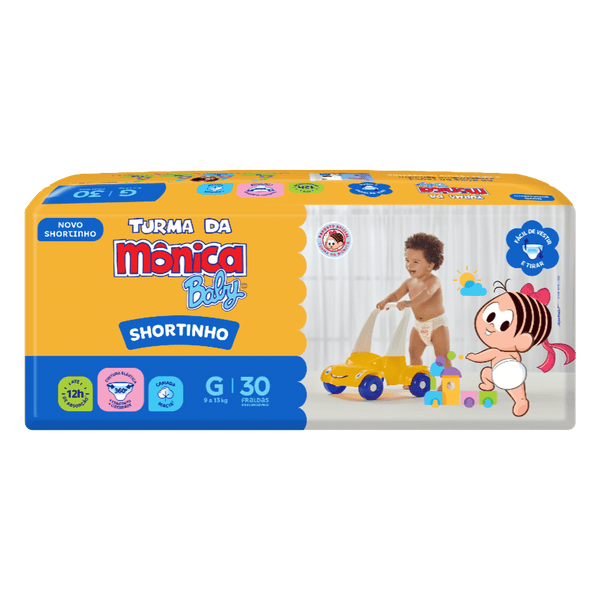 Fralda Turma da Mônica Baby Shortinho Jumbo G Com 30 Unidades