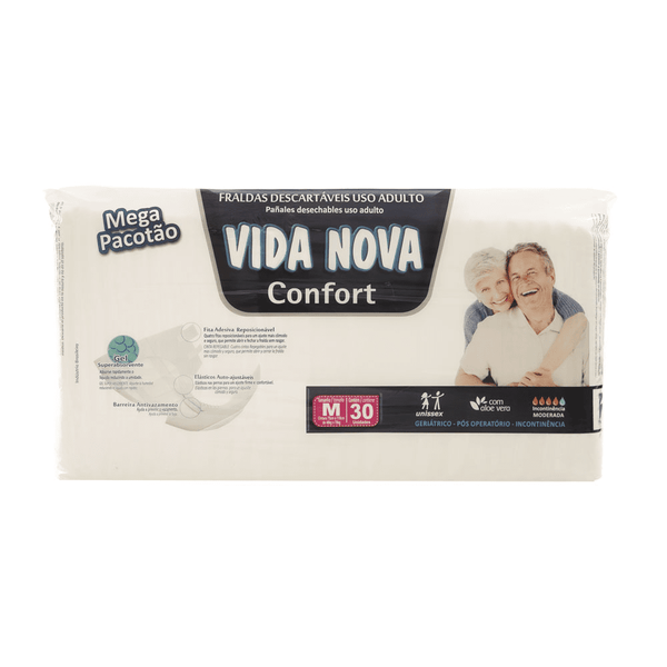 Fralda Geriátrica Vida Nova Confort G Com 30 Unidades