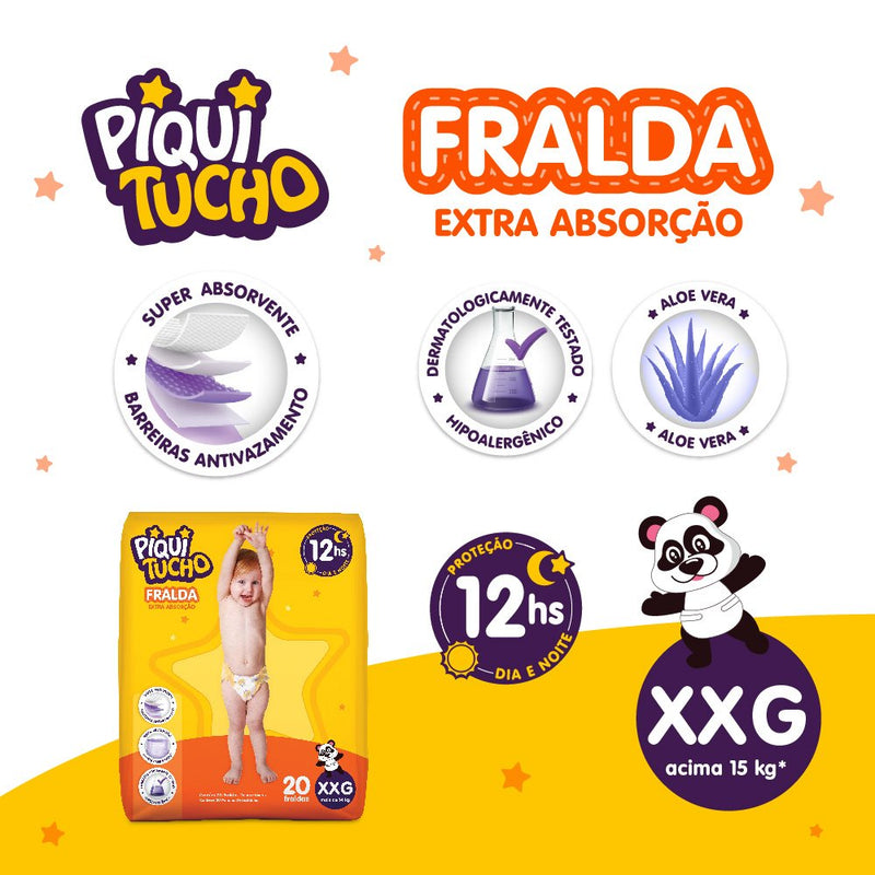 Fralda Piquitucho XGG Com 20 Unidades