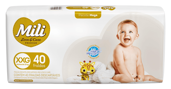 Fralda Mili Love & Care Mega XXG Com 40 Unidades