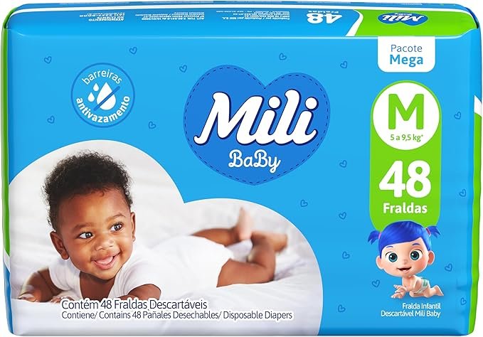 Fralda Mili Ultra Seca Mega M Com 48 Unidades