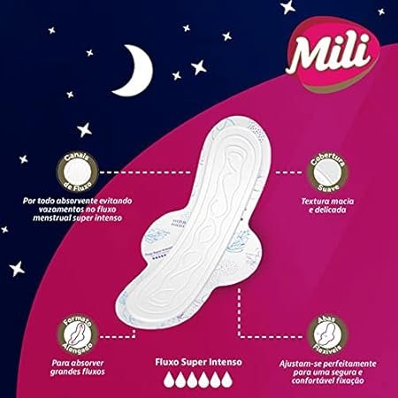Absorvente Mili Noturno Suave Com Abas 16 Unidades