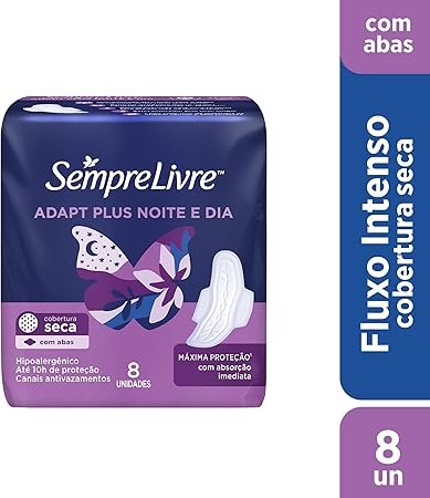 Absorvente Sempre Livre Conforto Noturno Seca Com Abas 8 Unidades