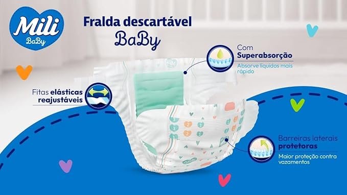 Fralda Mili Ultra Seca Mega M Com 48 Unidades