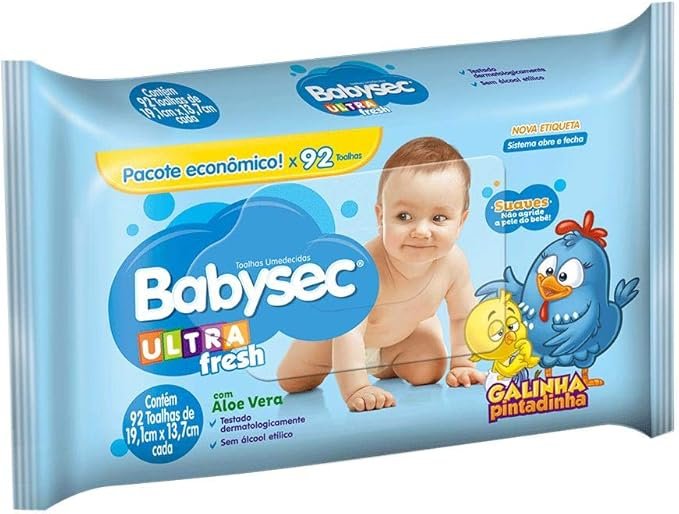 Lenço Umedecido Babysec Galinha Pintadinha Com 92 Lenços