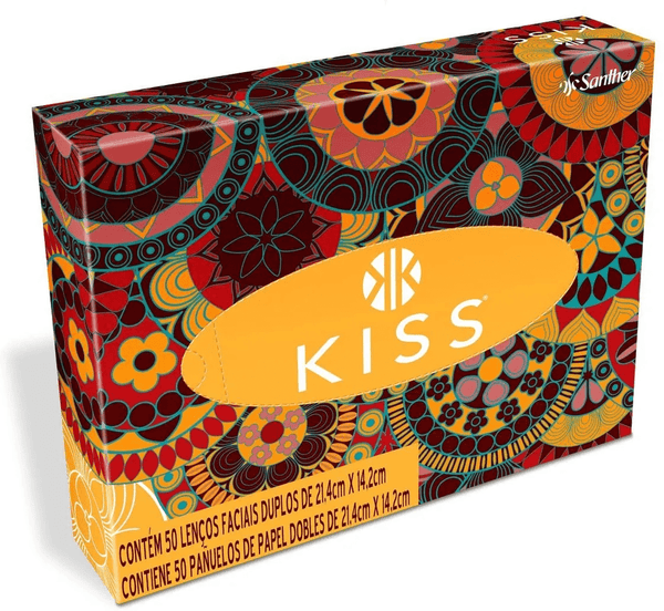 Lenço de Papel Facial Kiss Com 50 Unidades