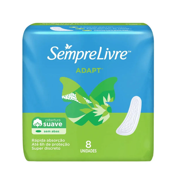 Absorvente Sempre Livre Adapt Cobertura Suave Sem Abas Com 8 unidades