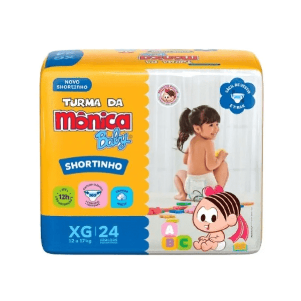 Fralda Turma da Mônica Baby Shortinho Jumbo XG Com 24 Unidades