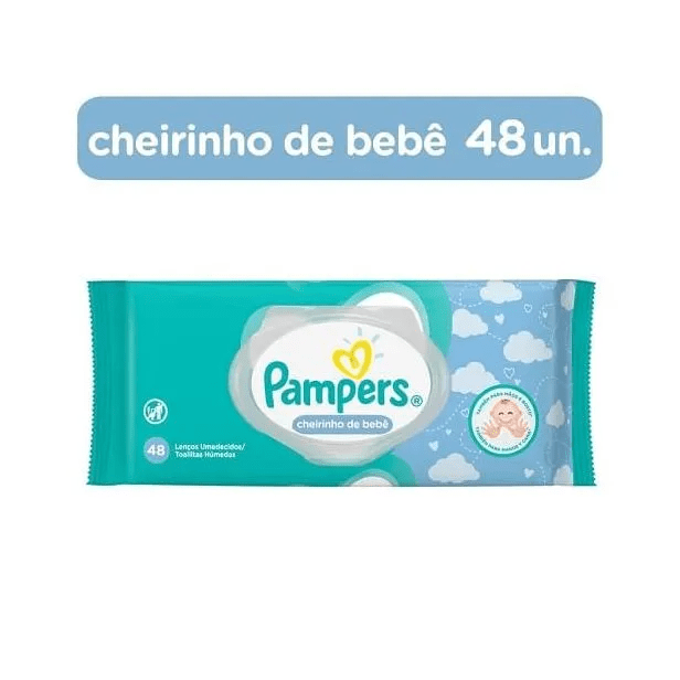 Lenço Umedecido Cheirinho de Bebê Pampers Pacote Com 48 Unidades