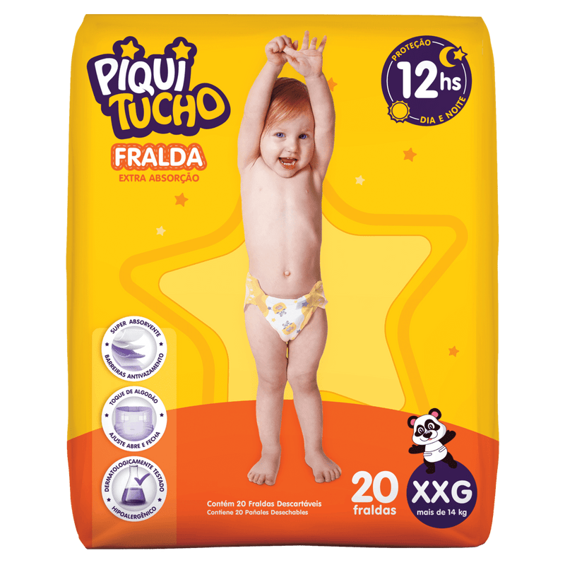 Fralda Piquitucho XGG Com 20 Unidades