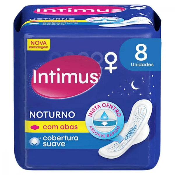 Absorvente Intimus Gel Noturno Com Abas Suave 8 Unidades