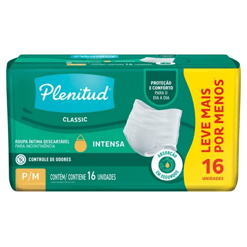 Fralda Geriátrica Descartável Plenitud Classic P/M Com 16 Unidades
