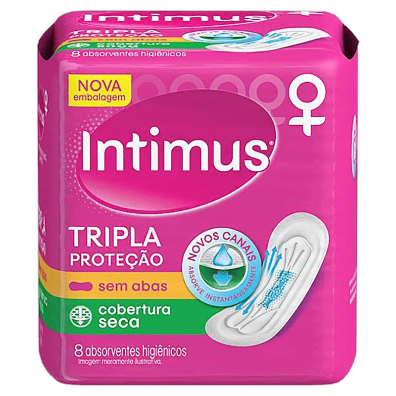 Absorvente Intimus Tripla Proteção Seca Sem Abas Com 8 Unidades