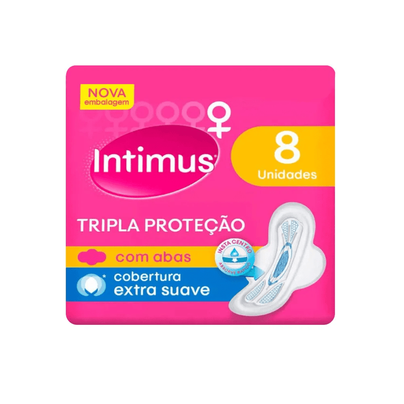 Absorvente Intimus Tripla Proteção Suave Com Abas 8 Unidades