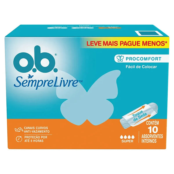 Absorvente Interno O.B. Procomfort Super Leve 10 Pague 8 Unidades
