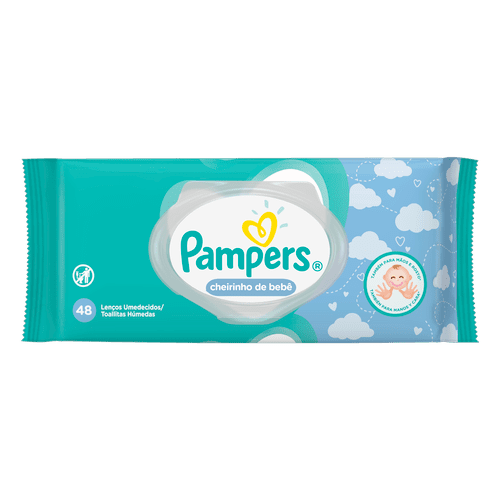Lenço Umedecido Cheirinho de Bebê Pampers Pacote Com 48 Unidades