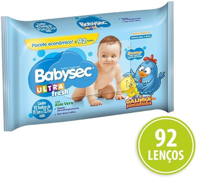 Lenço Umedecido Babysec Galinha Pintadinha Com 92 Lenços