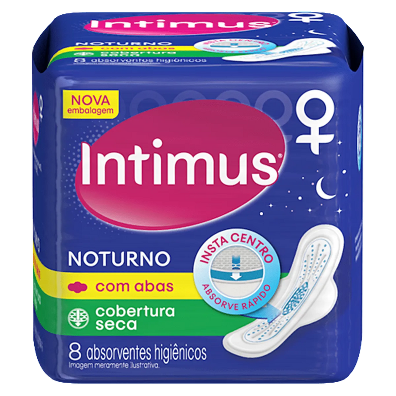 Absorvente Intimus Gel Noturno Com Abas Seca 8 Unidades