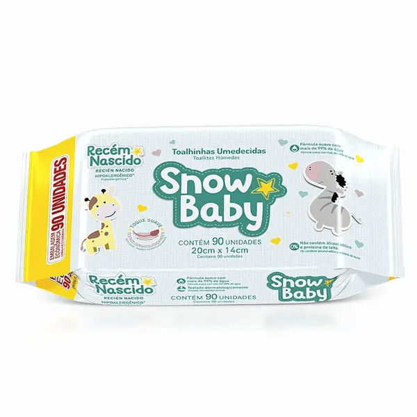 Lenço Umedecido Snow Baby Para Recém Nascido Com 90 Unidades
