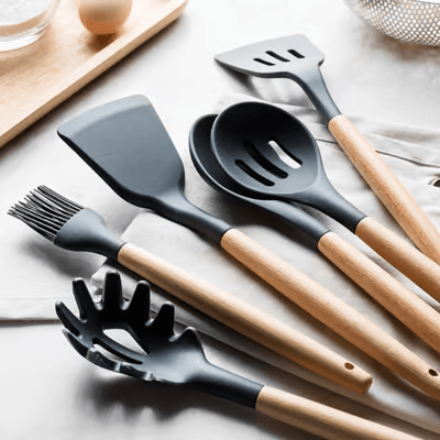 Kit utensílios de Cozinha de Silicone com 12 Peças - Cores Sortidas