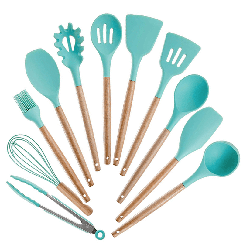 Kit utensílios de Cozinha de Silicone com 12 Peças - Cores Sortidas