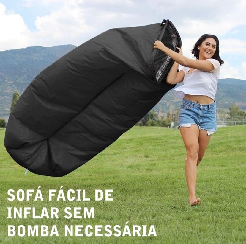 Sofá de Ar Inflável Ultraleve para Área Externa - Preto