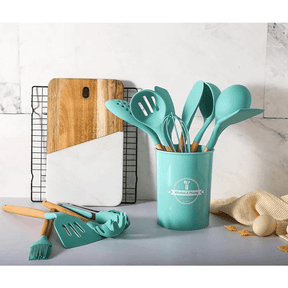 Kit utensílios de Cozinha de Silicone com 12 Peças - Cores Sortidas