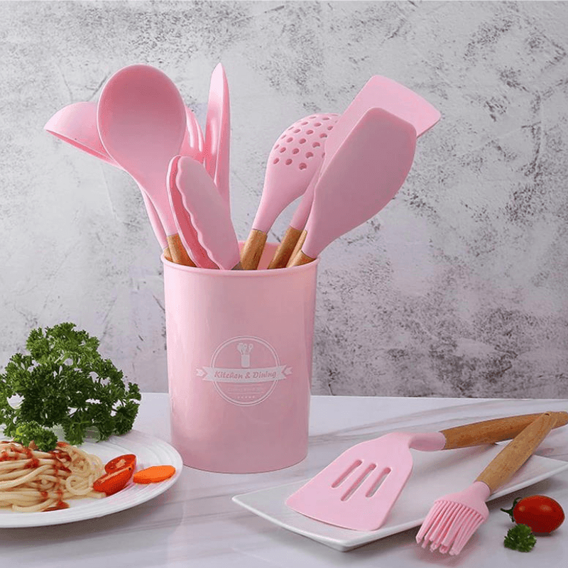 Kit utensílios de Cozinha de Silicone com 12 Peças - Cores Sortidas