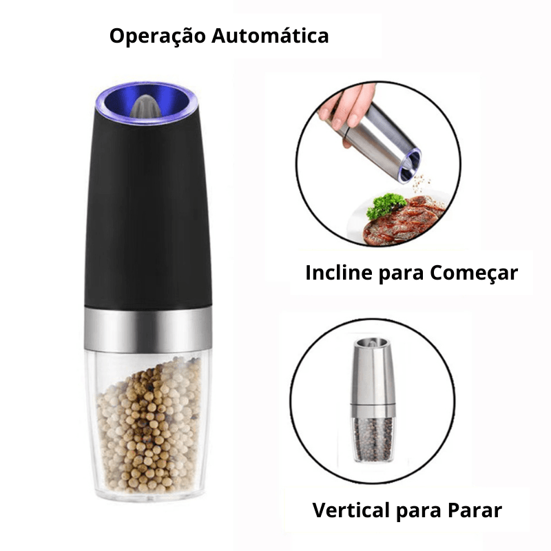 Moedor de Sal e Pimenta Elétrico á Pilha com Luz de Led